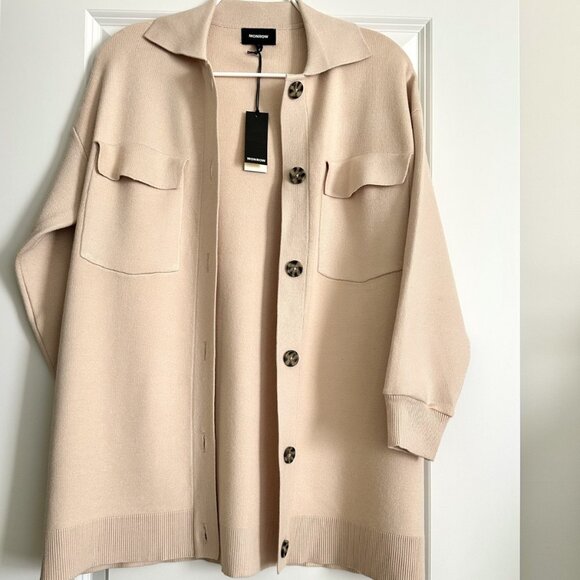 NWT MONROW Blush Oversized Button Front Cardigan Jacket Size XS - Picture 3 of 7